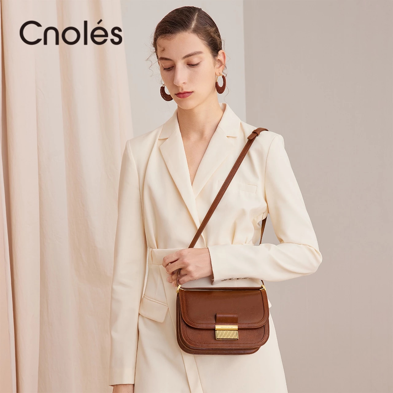 Cnoles المرأة حقيبة جلد طبيعي شخصية مصمم الازياء الفاخرة حقائب جديدة Crossbody رسول حقيبة كتف