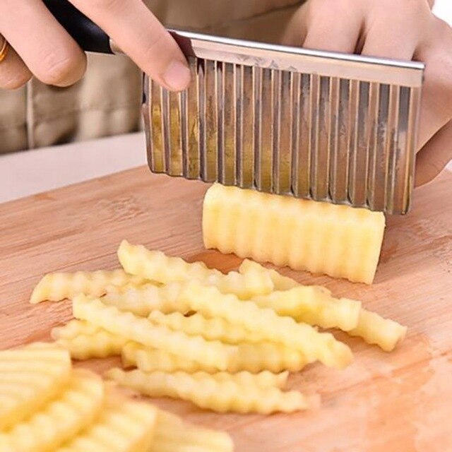 سكين بطاطس مموج من الفولاذ المقاوم للصدأ ، أداة تقطيع الخضار والفواكه ، ملحقات المطبخ ، آلة البطاطس المقلية