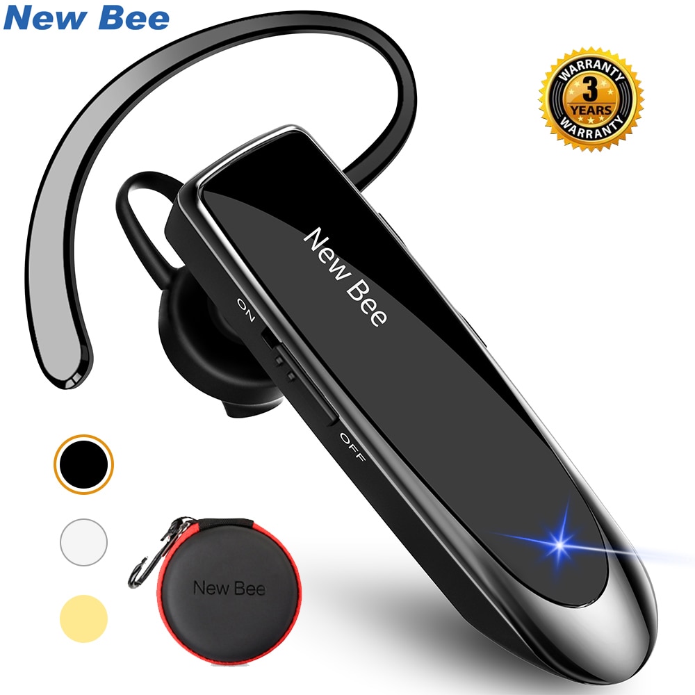 سماعة أذن لاسلكية موديل 5.0 من New Bee مزودة بميكرفون سماعات أذن صغيرة بدون استخدام الأيدي سماعات أذن 24 ساعة لهاتف iPhone شاومي