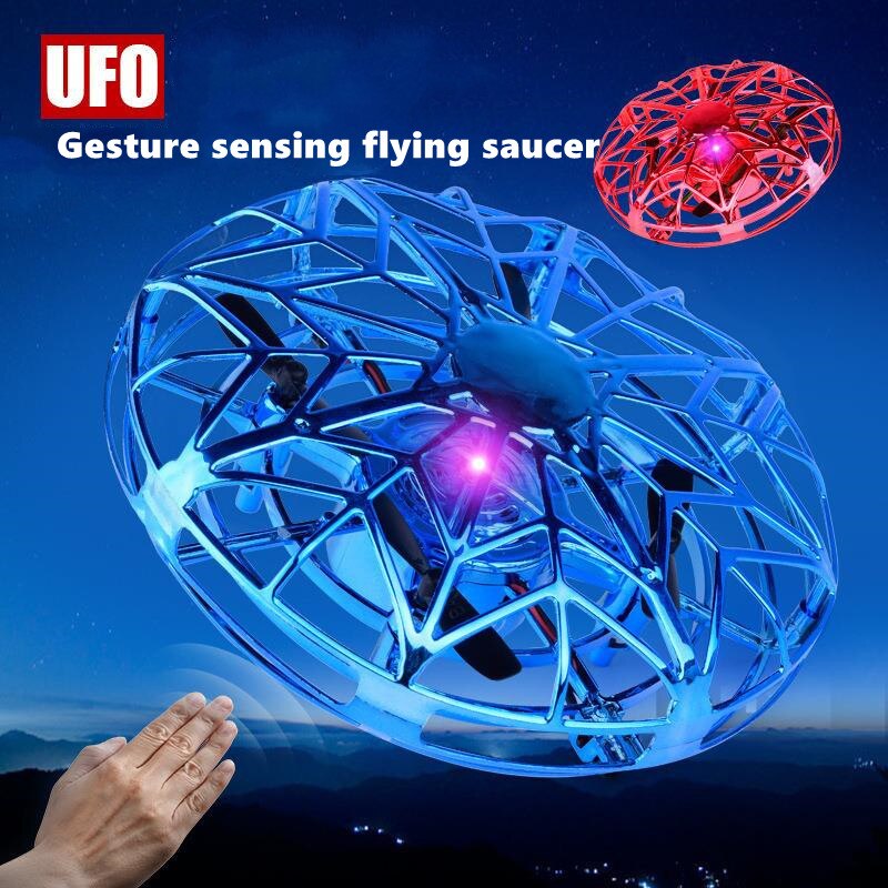 طائرة صغيرة UFO بدون طيار RC هليكوبتر لعبة كوادكوبتر الأشعة تحت الحمراء اليد الاستشعار التفاعلية تحلق الصحن لعب للأطفال