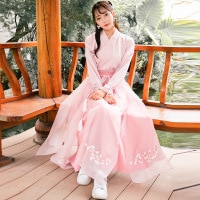 الأصلي الصينية عناصر تحسين hanfu النساء دفع led Ru العتيقة الوردي اللباس تنورة فتاة اللباس الجديد الربيع الملابس