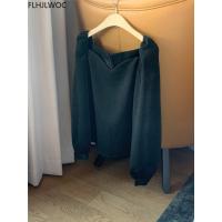2021 المرأة شيك الكورية تصميم قمم Blusas الأزياء الصلبة الأسود كم طويل أنيقة مكتب سيدة القمصان الأساسية البلوزات