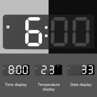 LED الرقمية الالكترونية سطح المكتب ساعة غفوة الاكريليك/مرآة ساعة تنبيه التحكم الصوتي الوقت درجة الحرارة عرض ديكورات المنزل