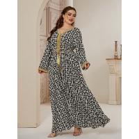 FD31179142 2021 عباية الخريف طويلة المرأة سيدة كبيرة الحجم فستان أنيق خياطة رمضان فستان ماكسي CN (المنشأ)