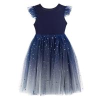 Yiiya-فستان سهرة نسائي مزين بالورود ، فستان أميرة أزرق ملكي متدرج ، رقبة مستديرة ، بلا أكمام ، 2020