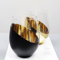 الإبداعية شطبة مطلي الزجاج البيض الزجاج قدح للويسكي الذهب الأسود الذهبي الفرعية كوب بيض كوب المياه المنزلية هدية الكريسماس
