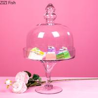 النمط الأوروبي الزجاج الشفاف كعكة مستديرة الوقوف غطاء غبار الزجاج غطاء للطعام لوحة وغطاء لحفلات الزفاف ديكور عيد ميلاد