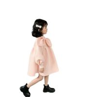 فستان شتوي للبنات بأكمام طويلة لون وردي تصميم فريد للأميرة مع فيونكة ملابس حلوة للأطفال لطفلة