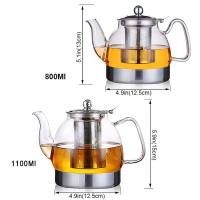 YMEEI 800/1100 مللي أبريق شاي زجاجي موقد غاز التعريفي طباخ غلاية المياه إبريق الشاي الصيني مع فلتر مقاومة للحرارة شاي بالأعشاب المزهرة