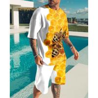 2022 قطعتين ملابس رجالية أكتيفيوير حجم كبير ملابس الشارع الشهير ثلاثية الأبعاد مطبوعة هاواي شاطئ البدلة الصيف طاقم المحملة + شورت