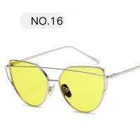 17 ألوان معدنية النظارات الشمسية النساء الفاخرة القط العين العلامة التجارية تصميم مرآة ارتفع الذهب خمر Cateye نظارات شمس أنيقة سيدة نظارات