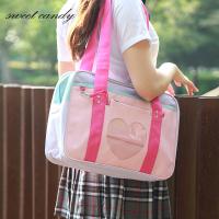 اليابانية نمط Preppy JK الوردي موحدة حقائب الكتف المدرسية للنساء الفتيات حقائب الأمتعة سعة كبيرة حقائب اليد حقيبة ساعي