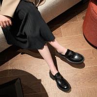 لوك فو أحذية النساء 2022 جديد ريترو جلدية حذا فردي للسيدات زيادة كعب سميك القاع البريطانية الصغيرة أحذية من الجلد النساء