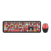 2.4G لوحة مفاتيح وماوس لاسلكي الجمع بين الوردي متعدد الألوان كتم 110 مفاتيح التوافق واسعة سهلة التشغيل