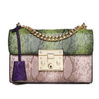 حقيبة يد نسائية مربعة صغيرة ، حقيبة بتصميم ثعبان ، خياطة عصرية ، سلسلة معدنية ، XB1306 ، ربيع 2019